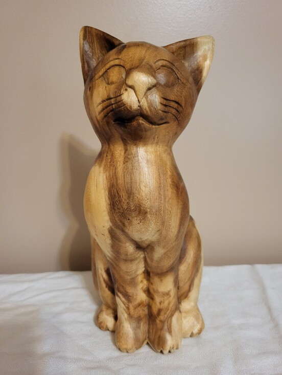 Handcarved Other - Handcarved Wooden 12 x 5.5 x 4.5 In. Cat Statue Figurine Decor